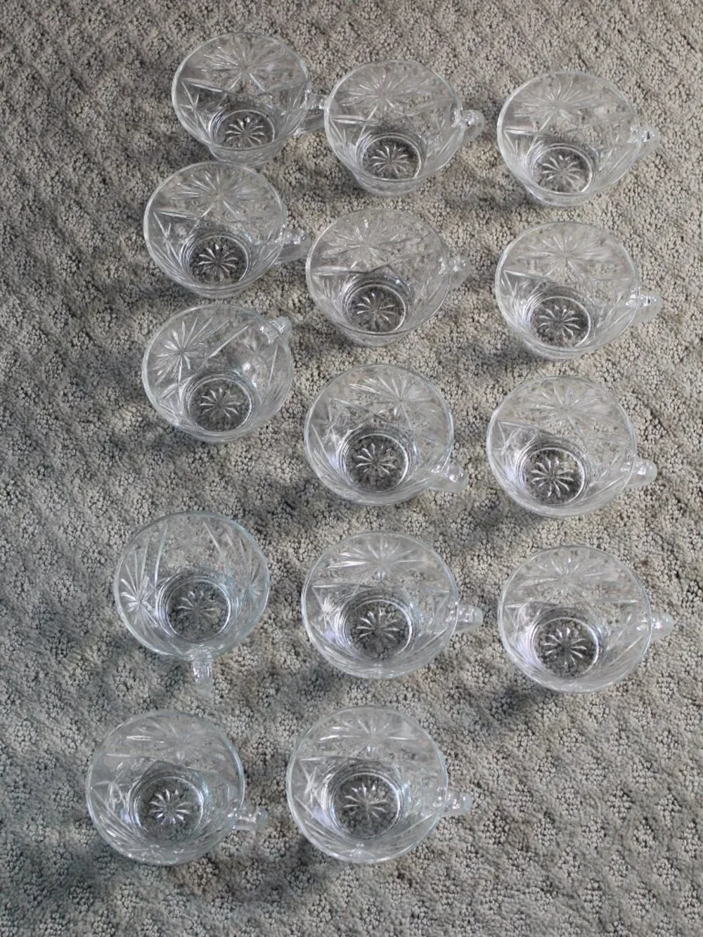 Set of 14 Clear Star Pattern Punch Cups